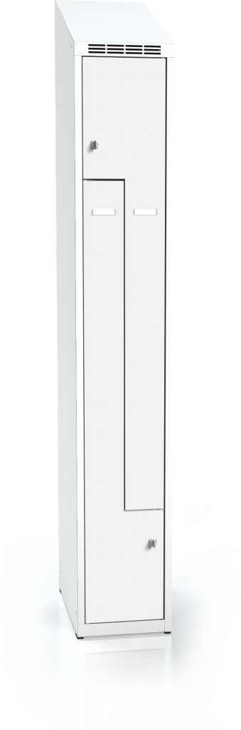 Cloakroom locker Z-shaped doors ALDUR 1 with sloping top 1995 x 300 x 500